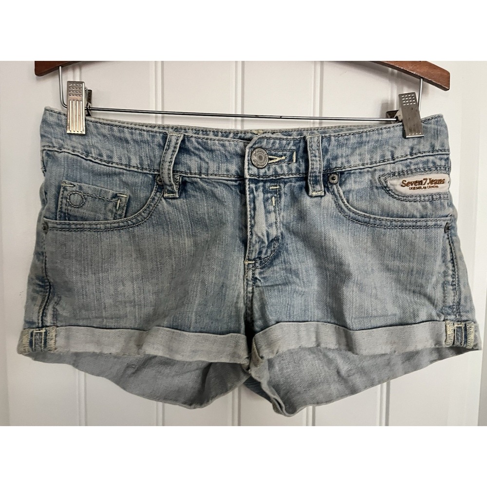 Vintage Seven 7 Micro Denim Booty Shorts Low Rise 27 Cuffed Daisy Dukes 788
